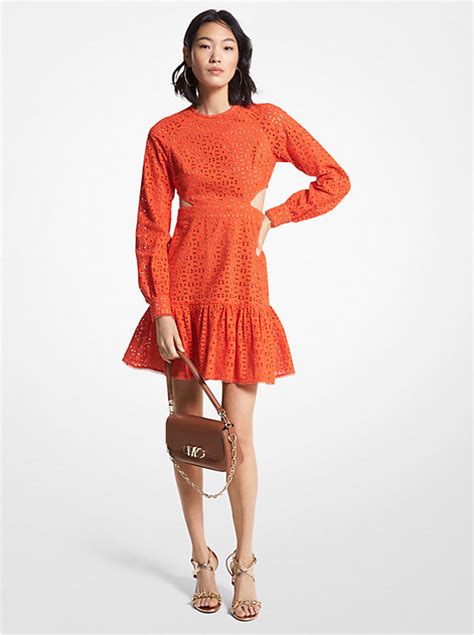 Cotton Eyelet Cutout Mini Dress 